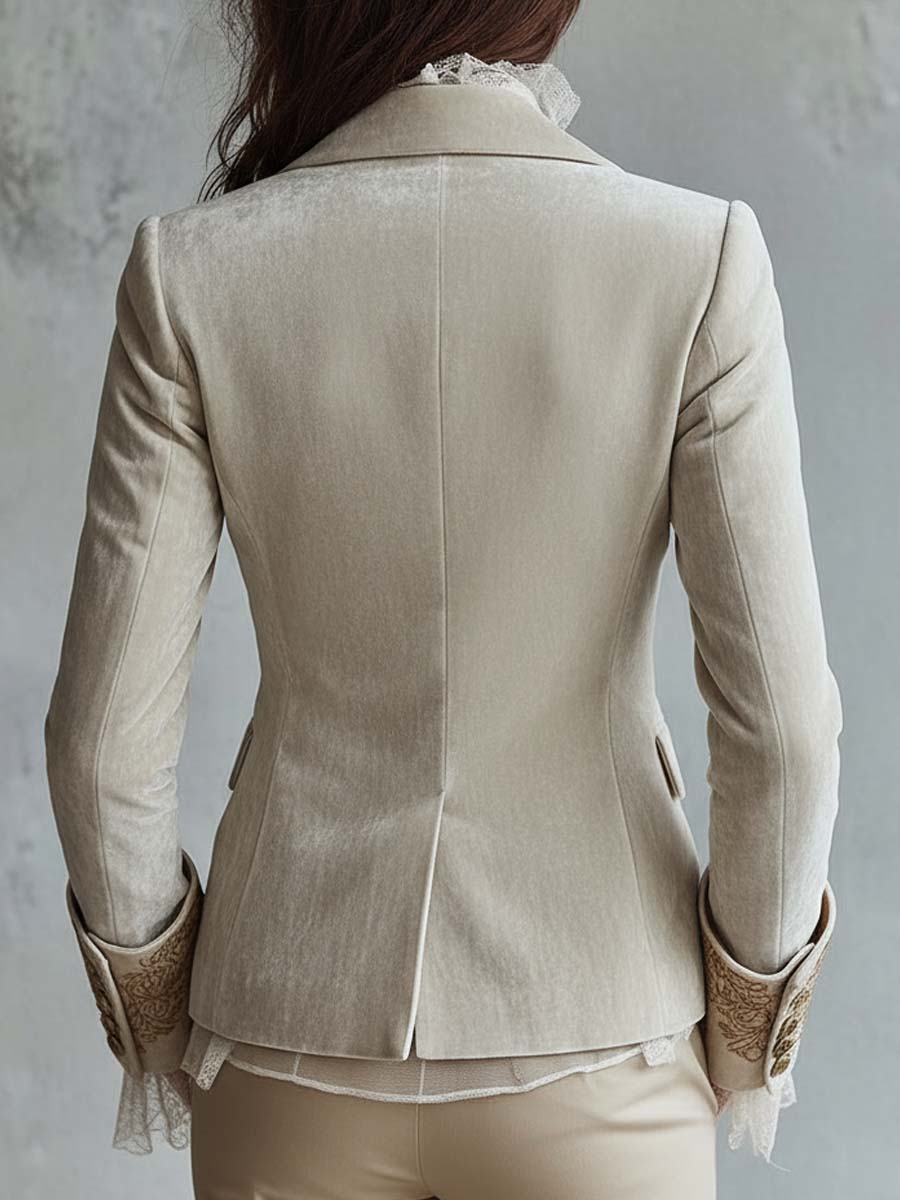 Blazer de sastre marfil bordado Constance