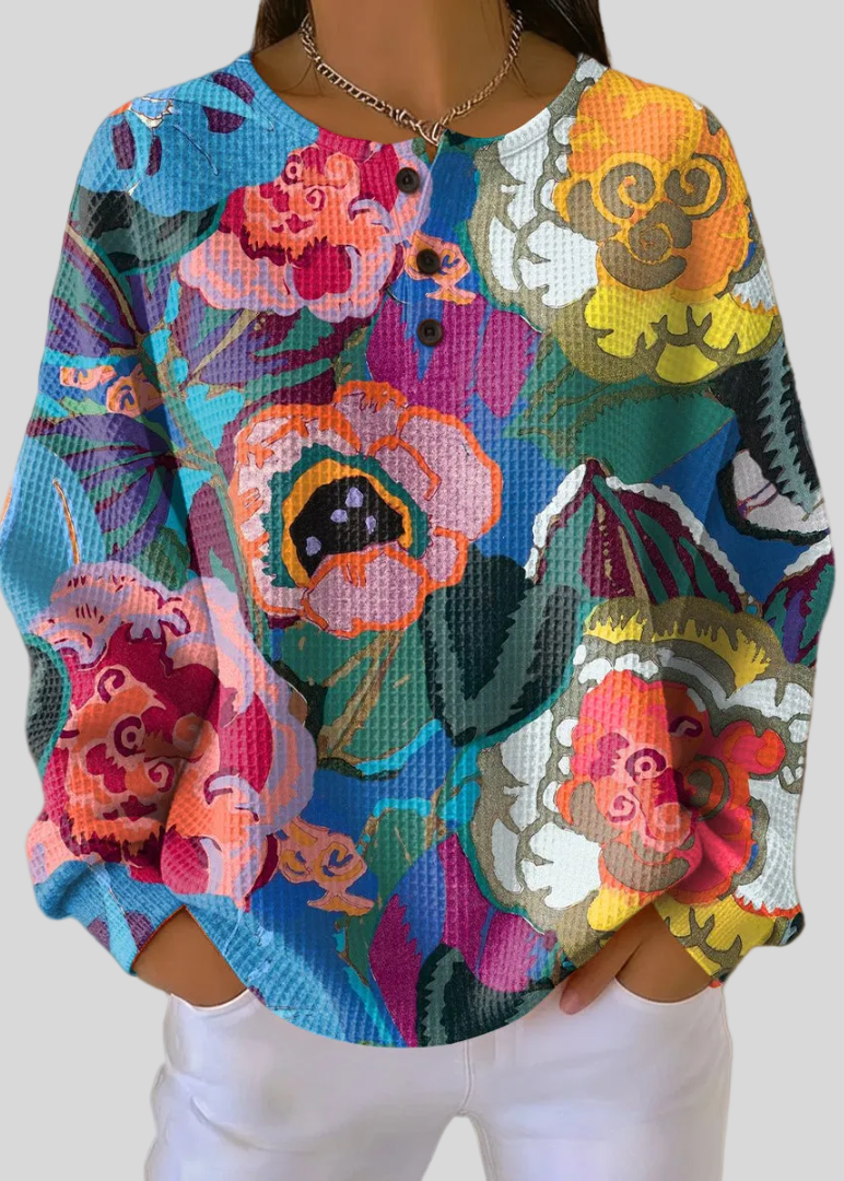 Leah | Sudadera Floral de Punto Gofre