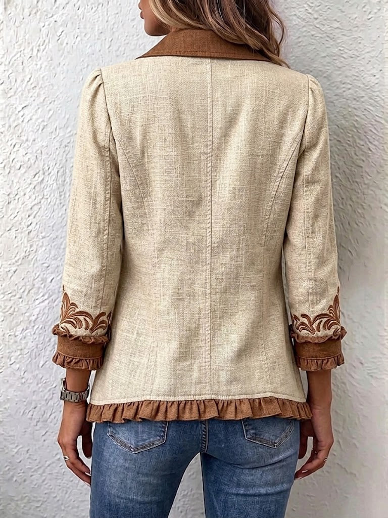 Chaqueta floral bordada con volantes Pilar