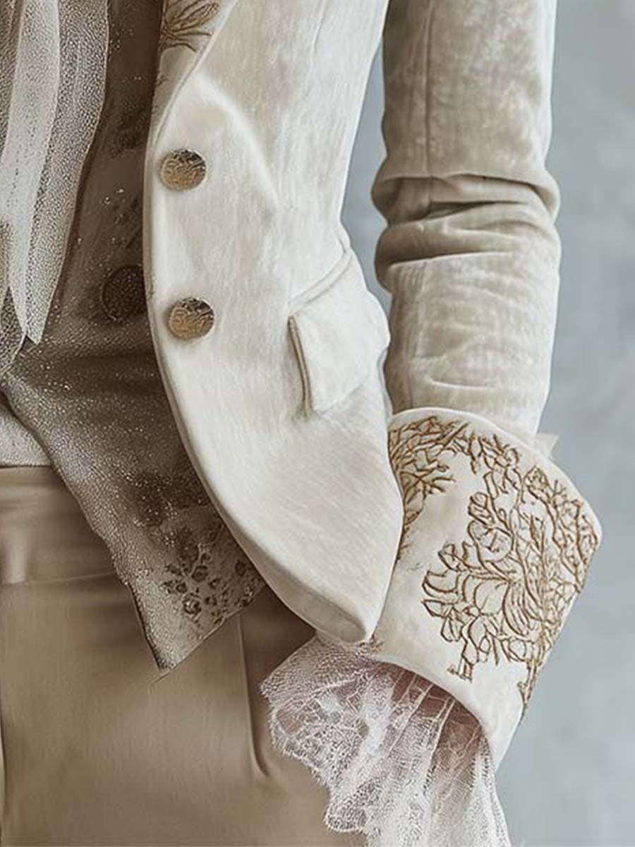 Blazer de sastre marfil bordado Constance