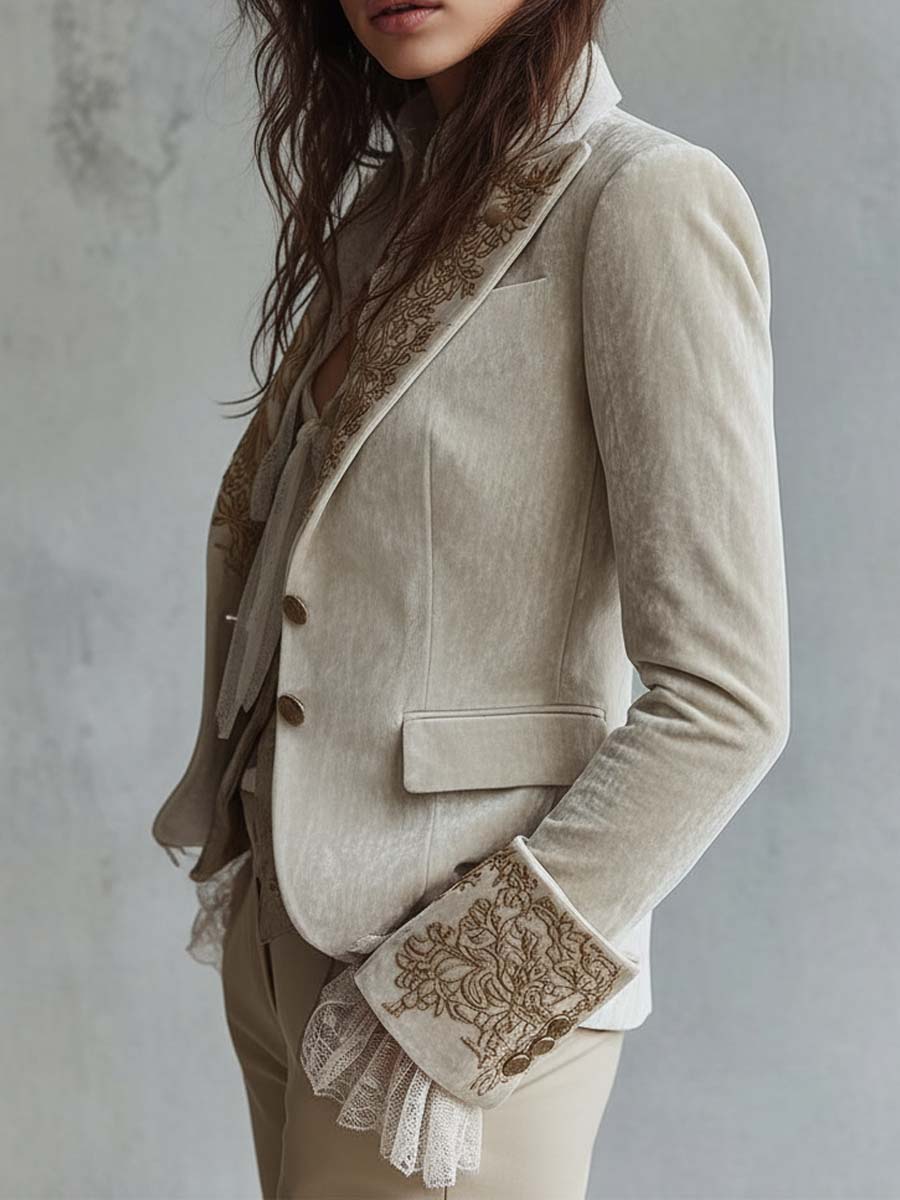 Blazer de sastre marfil bordado Constance