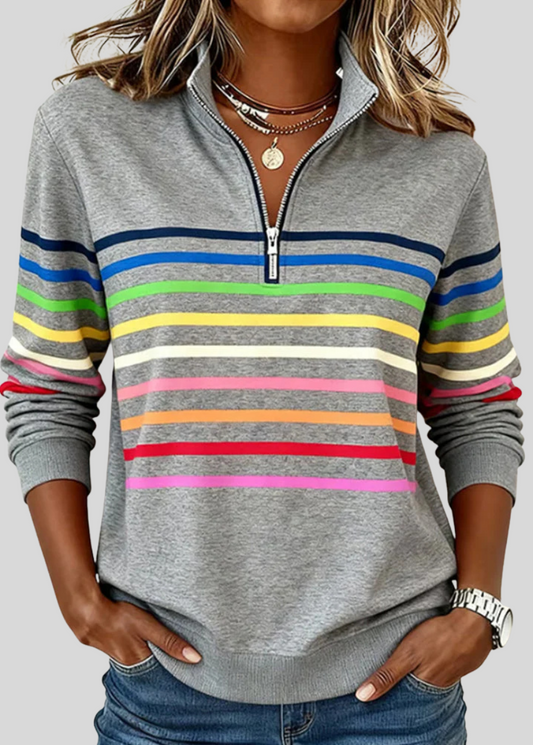 Charlotte | Sudadera con Cuarto de Cremallera y Rayas Multicolor
