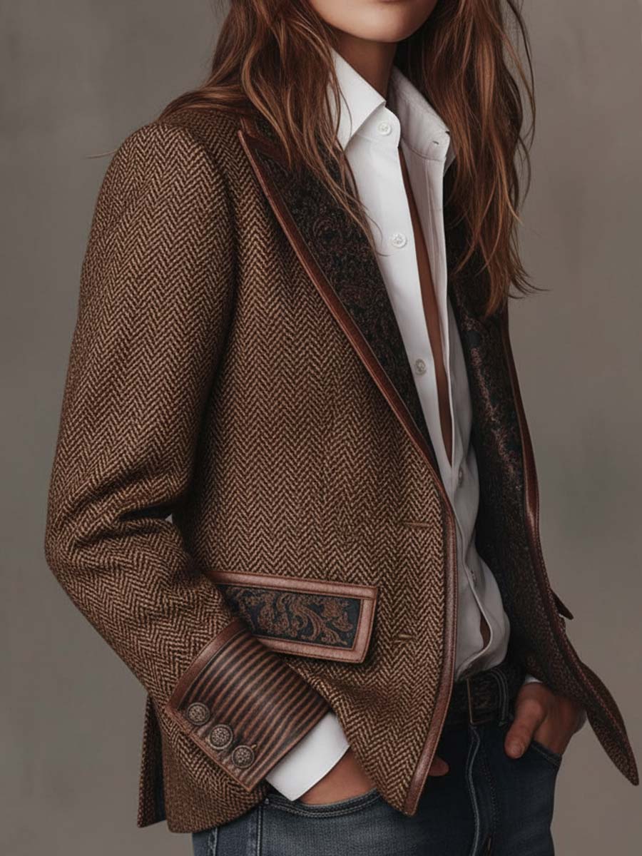 Blazer con canesú y estampado de espiga Gisèle