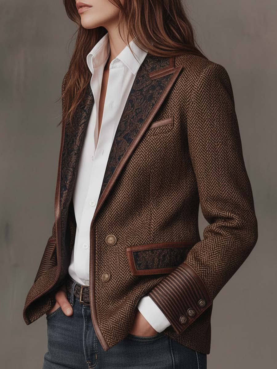 Blazer con canesú y estampado de espiga Gisèle