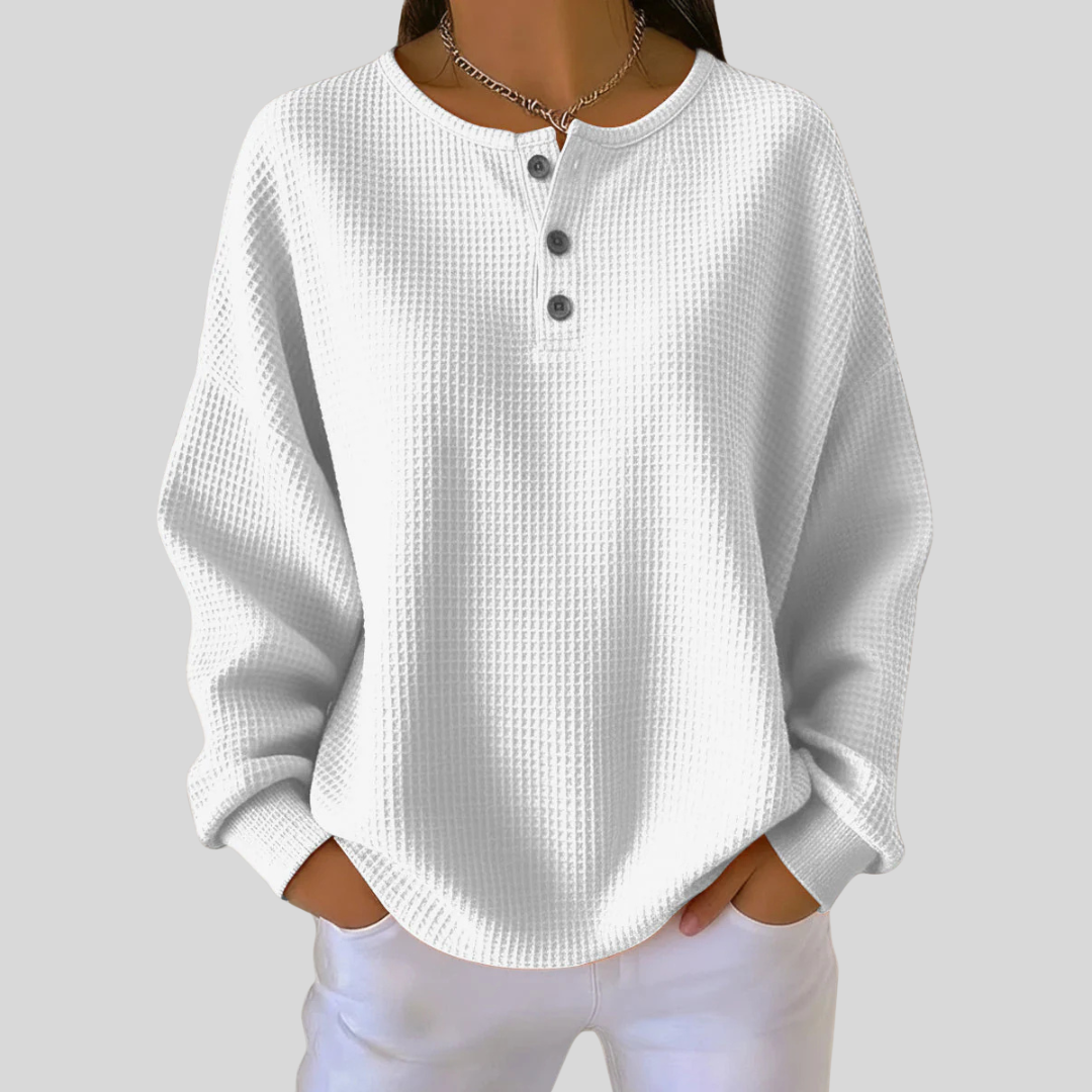 June | Sudadera Henley con Textura Gofre