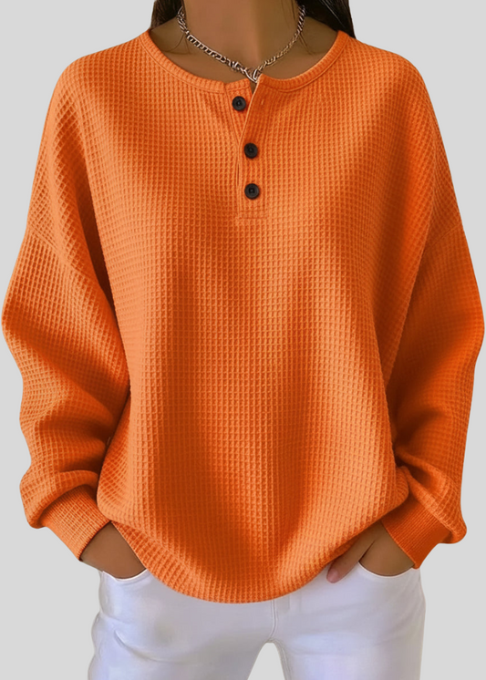 June | Sudadera Henley con Textura Gofre
