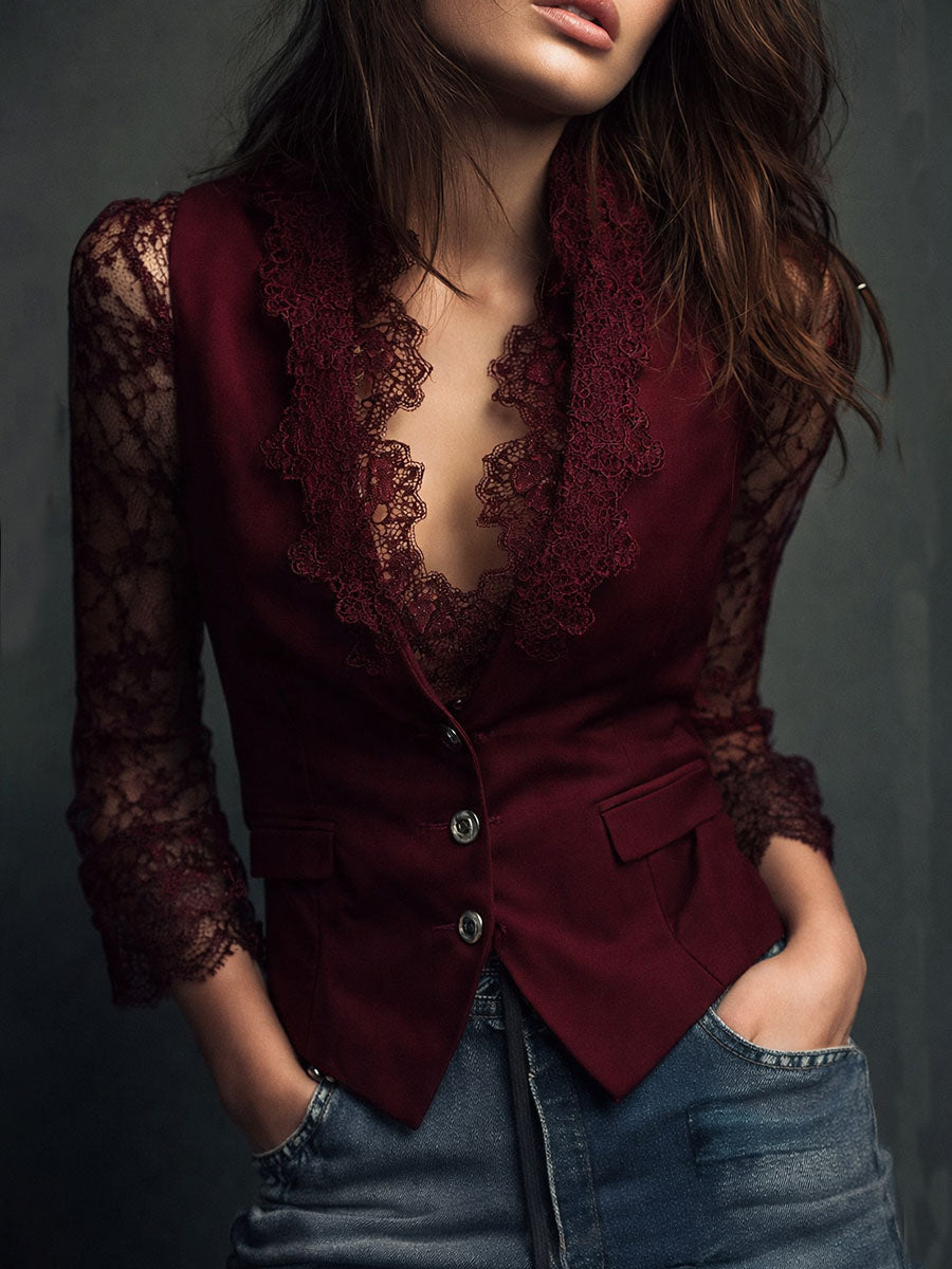 Top blazer con mangas semitransparentes Noémie