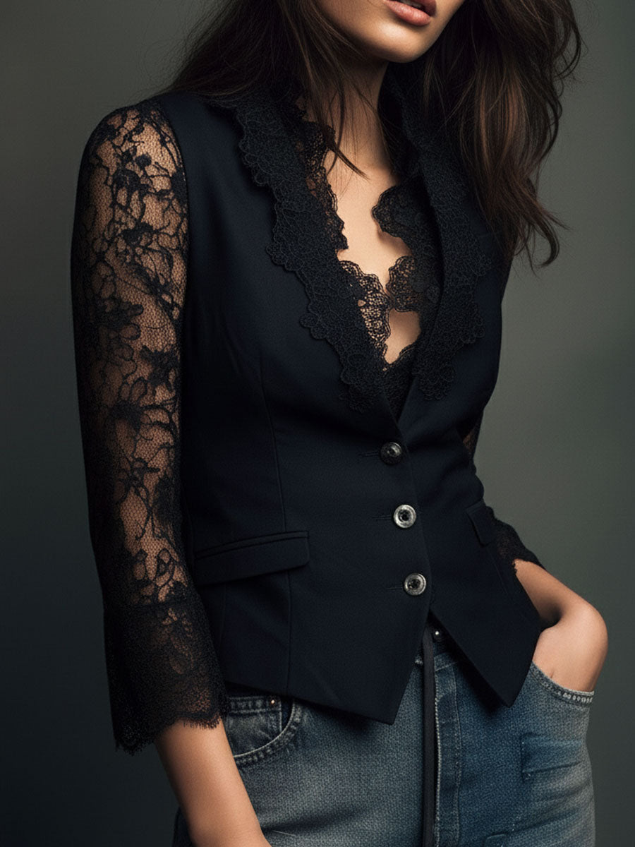 Top blazer con mangas semitransparentes Noémie
