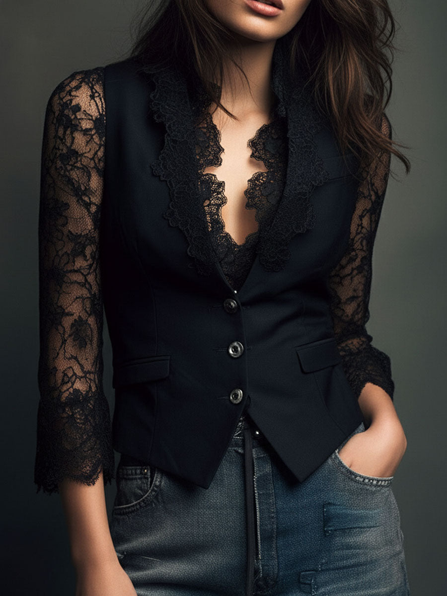 Top blazer con mangas semitransparentes Noémie