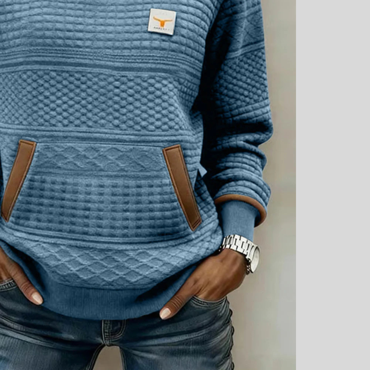 Ella | Sudadera Colorblock con Bolsillo Canguro