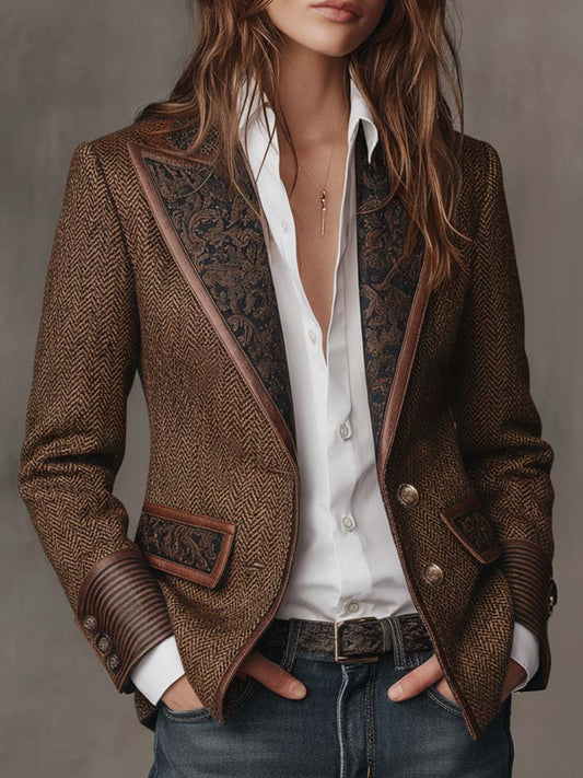 Blazer con canesú y estampado de espiga Gisèle