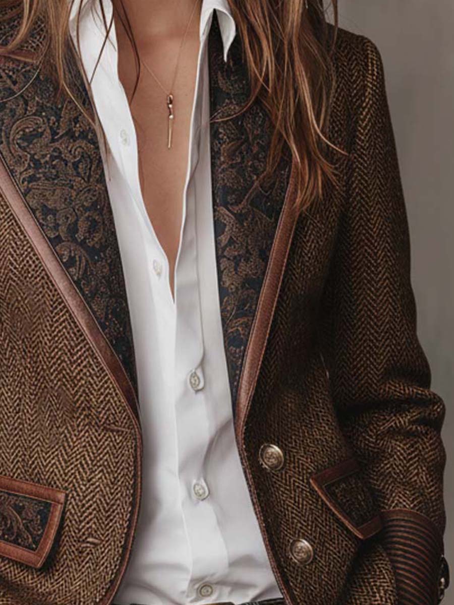 Blazer con canesú y estampado de espiga Gisèle