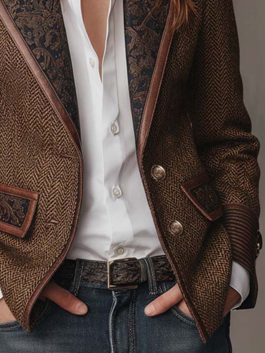 Blazer con canesú y estampado de espiga Gisèle