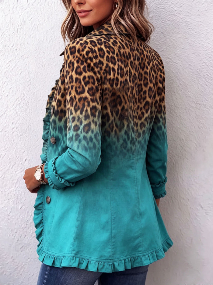 Blazer leopardo degradado con volantes Herminia