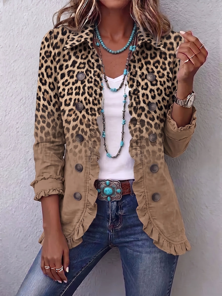 Chaqueta leopardo degradado con volantes Estrella