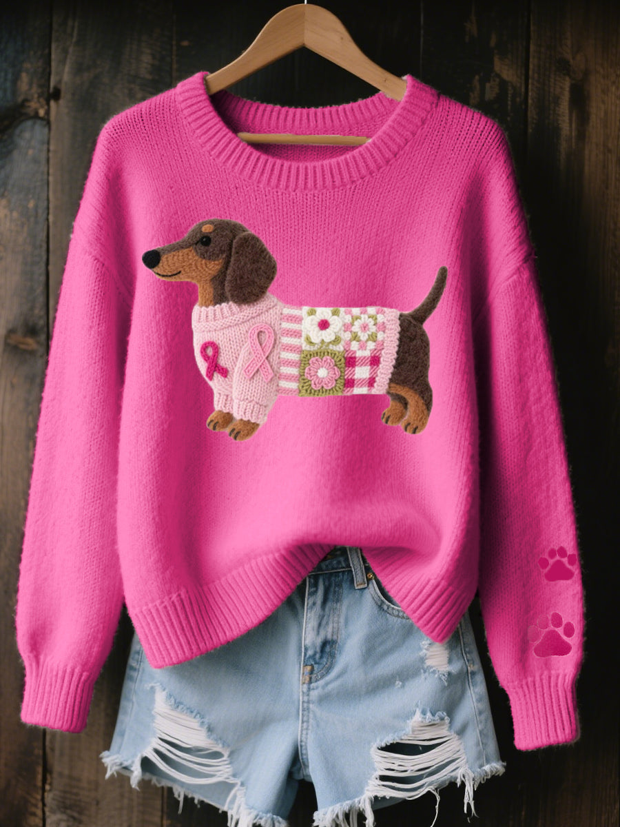 Nina | Jersey de Punto con Bordado de Perro Salchicha
