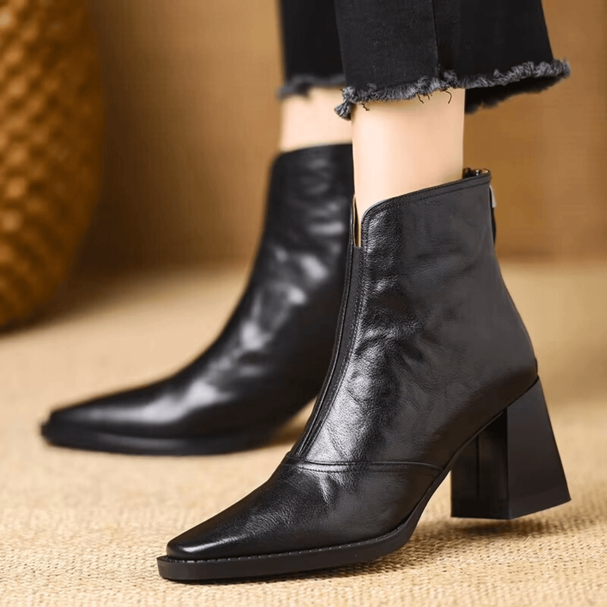 Botines de piel de tacón medio Beatriz
