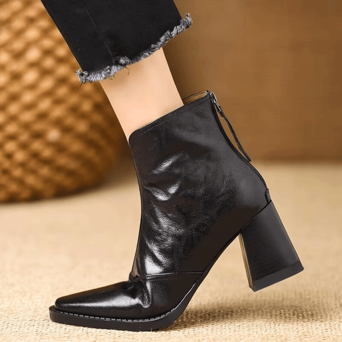 Botines de piel de tacón medio Beatriz