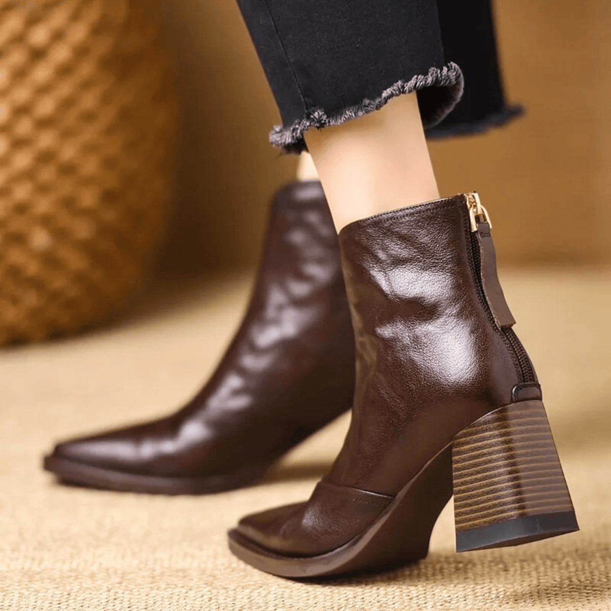 Botines de piel de tacón medio Beatriz