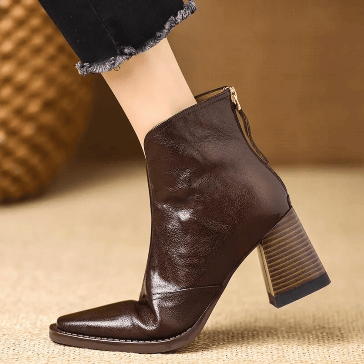 Botines de piel de tacón medio Beatriz